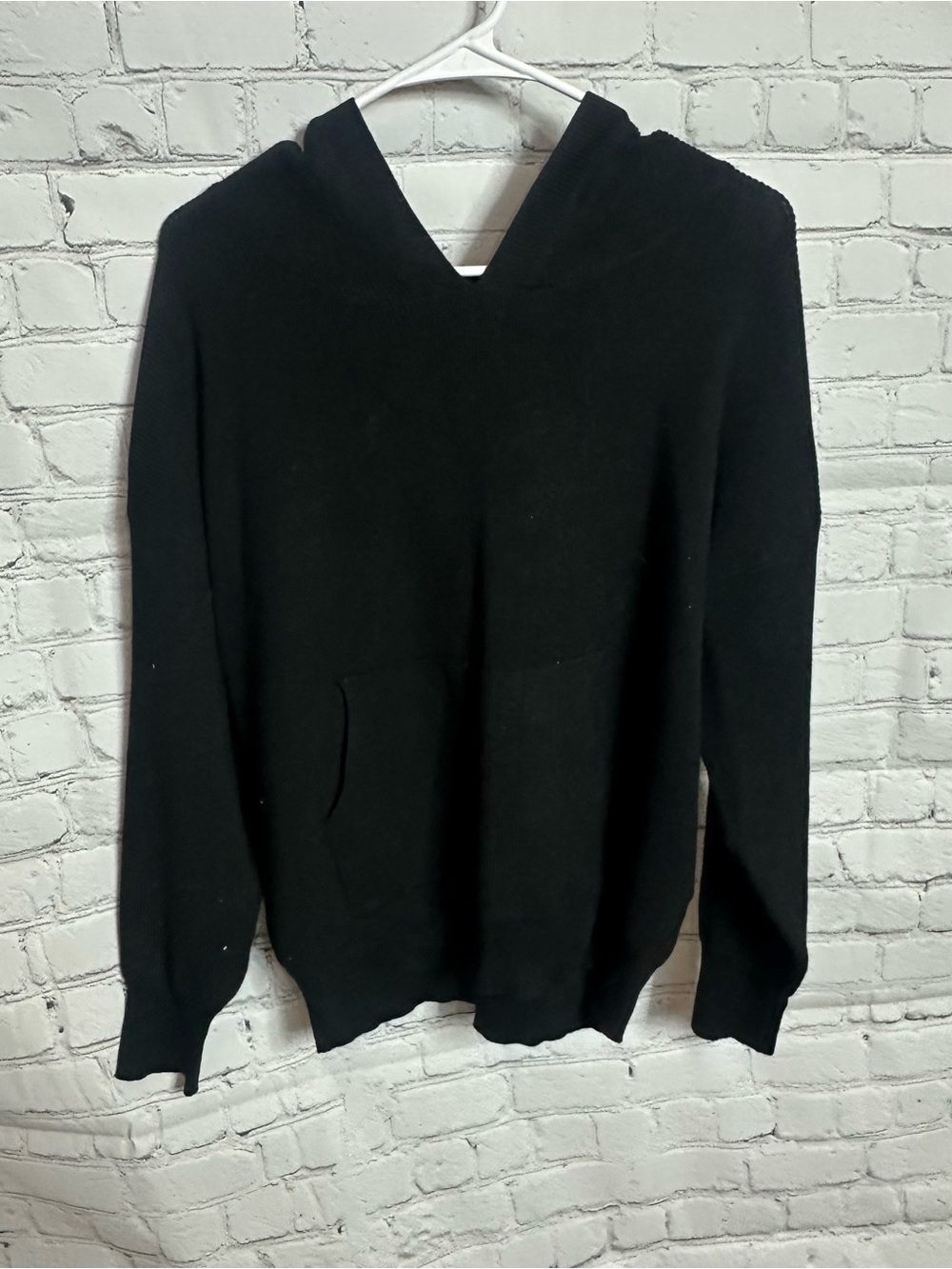 Women's Black V‑Neck Hoodie Sweater